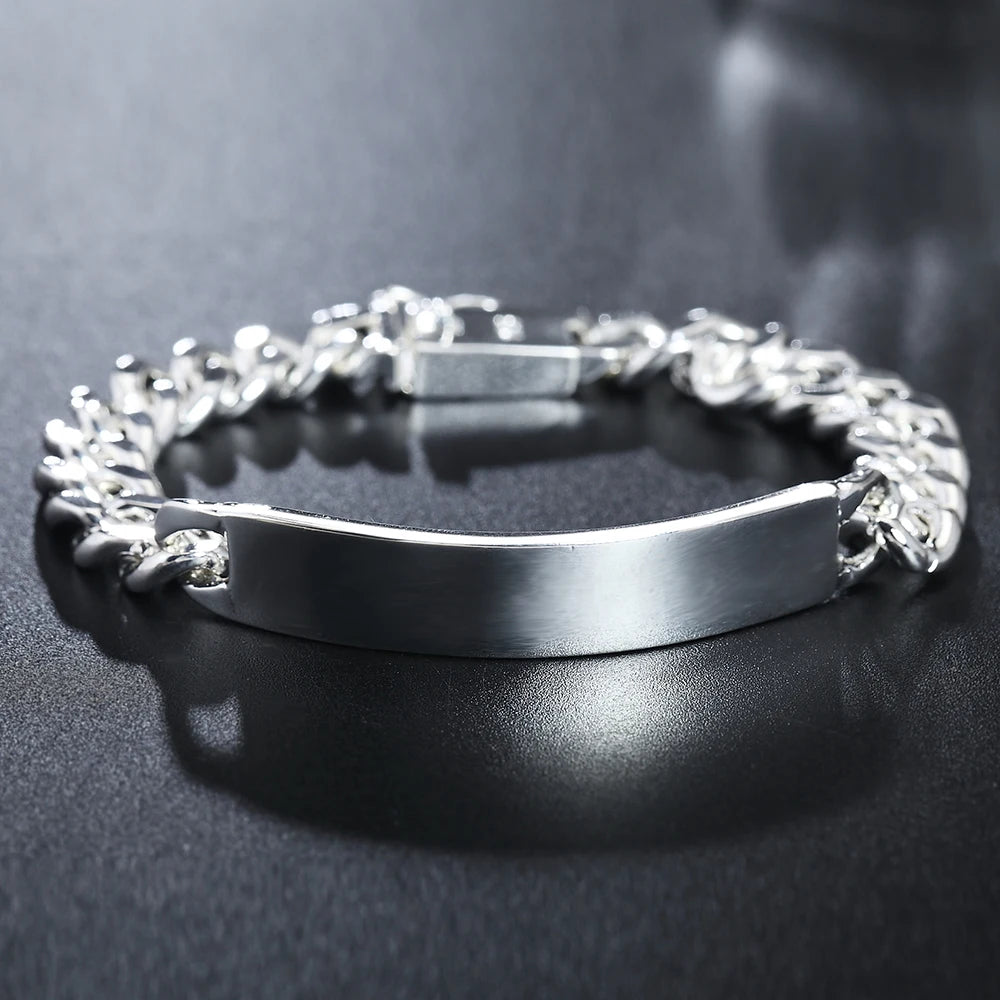 Men's Engravable Silver ID Bracelet