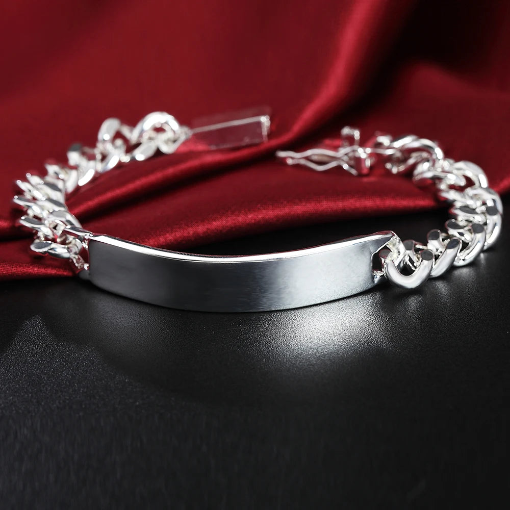 Men's Engravable Silver ID Bracelet