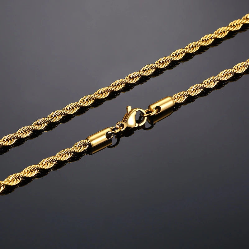 Men's Gold Rope Chain Necklace