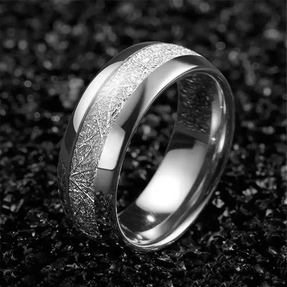 Men's Frosted Silver Tungsten Ring