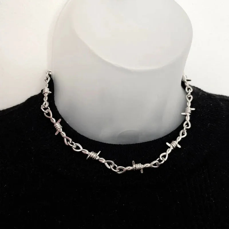 Silver Barbed Wire Necklace