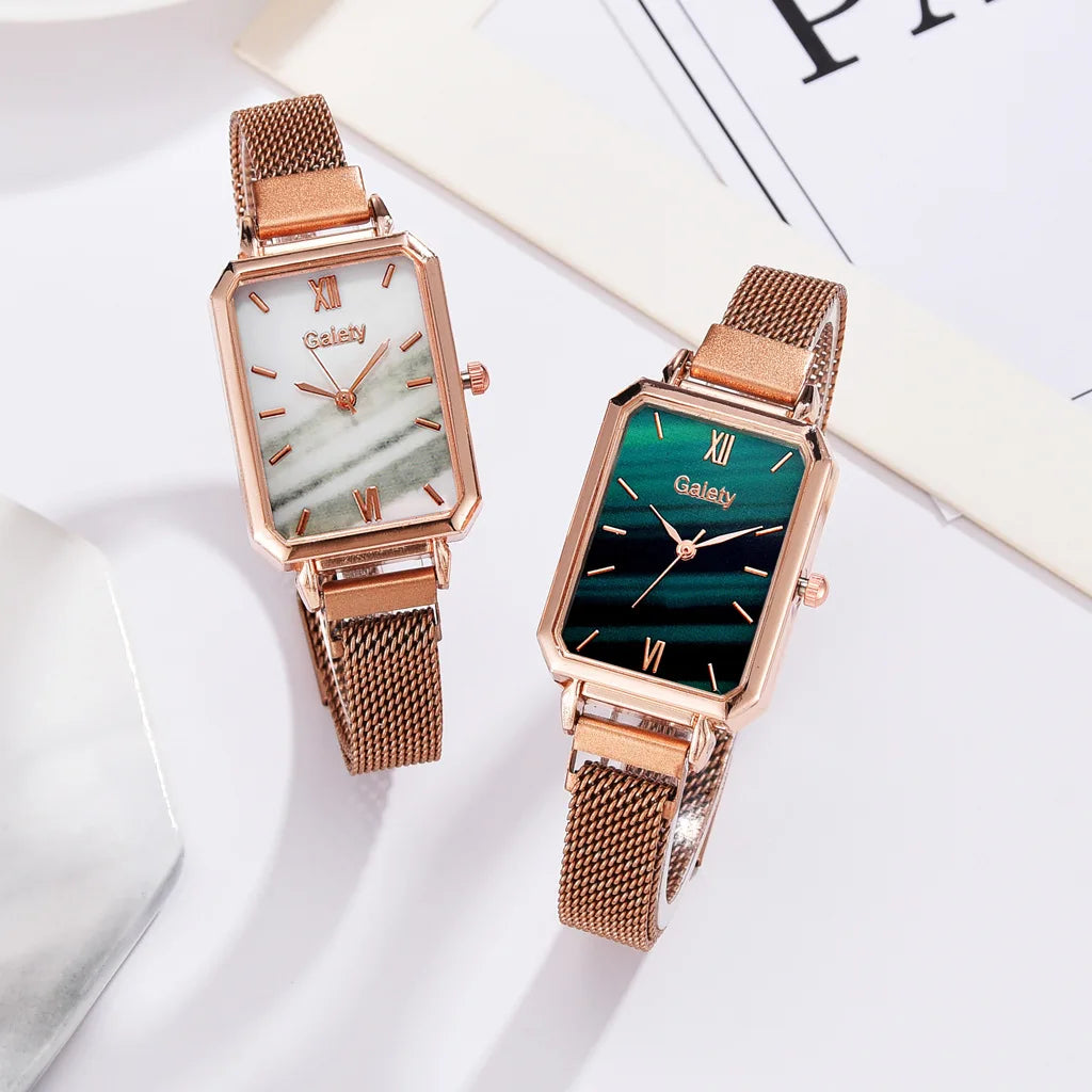 Green Elegance Watch & Bracelet Set