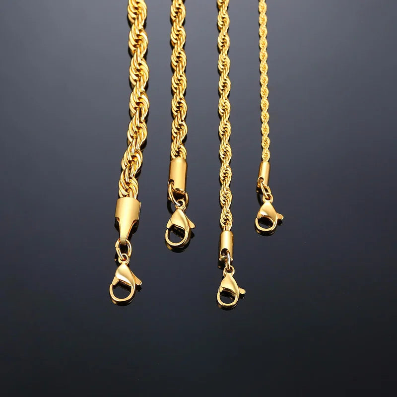 Men's Gold Rope Chain Necklace