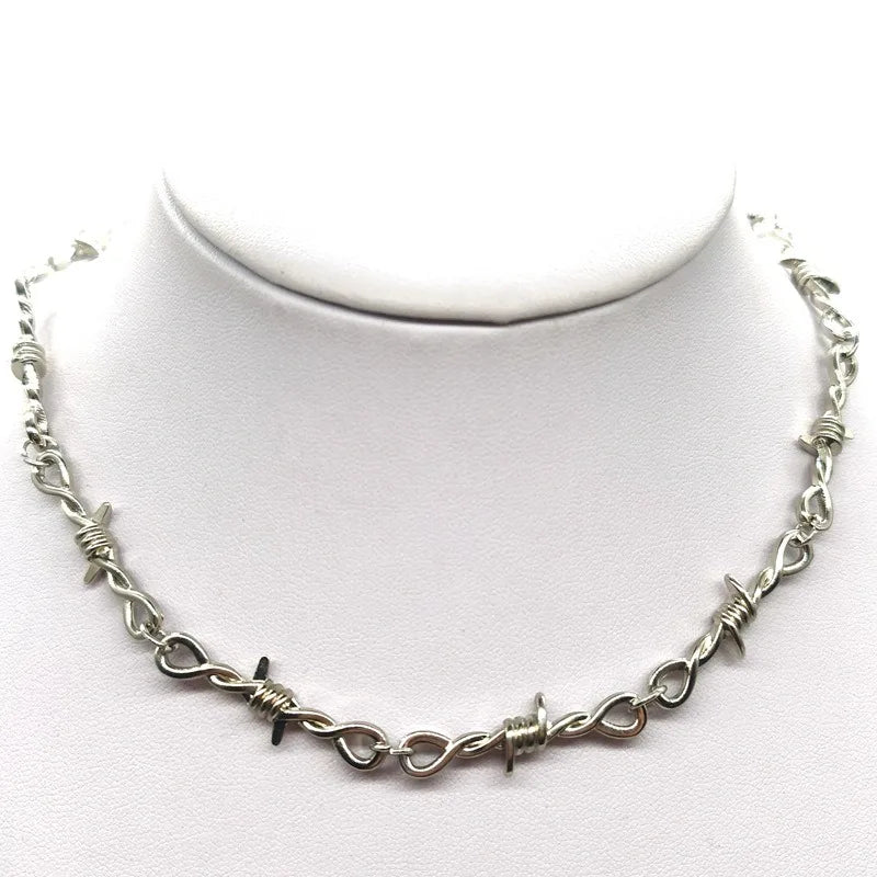 Silver Barbed Wire Necklace