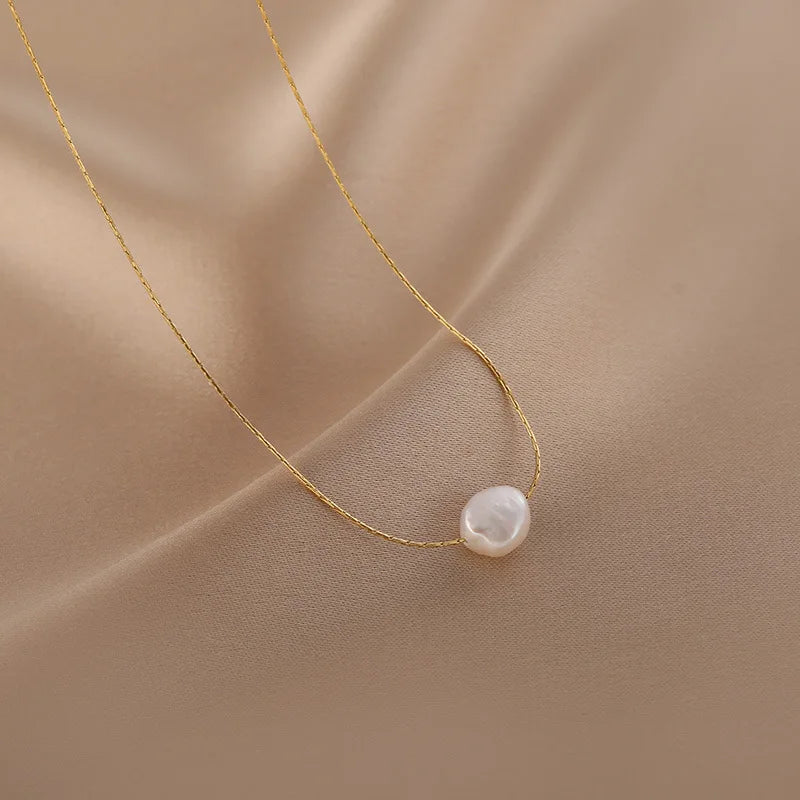 Golden Pearl Pendant Necklace