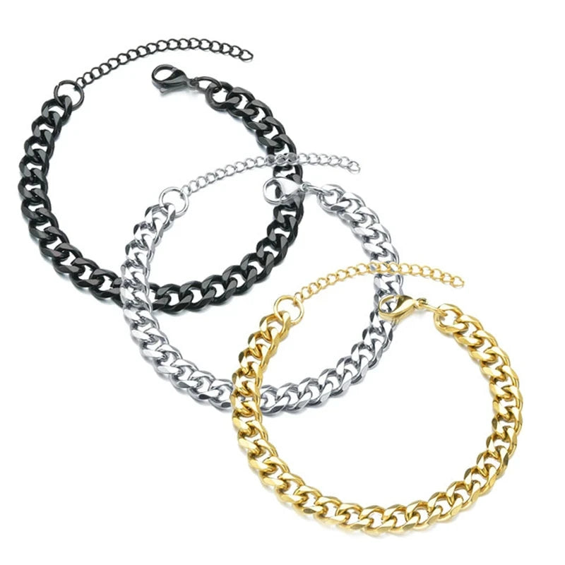 Bold Men's Silver Curb Chain Bracelet