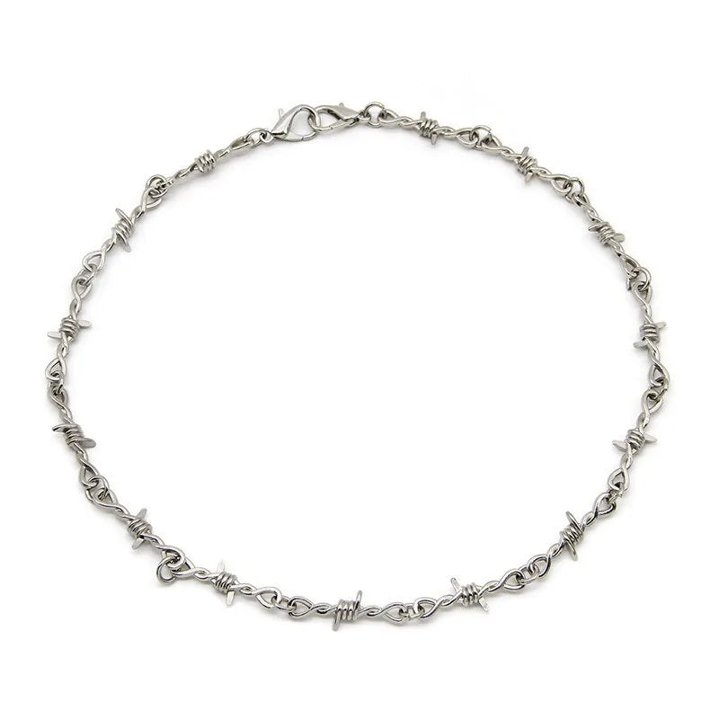 Silver Barbed Wire Necklace