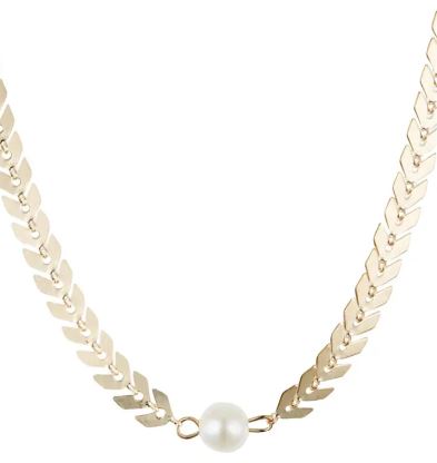 Gold Leaf Pearl Choker Necklace