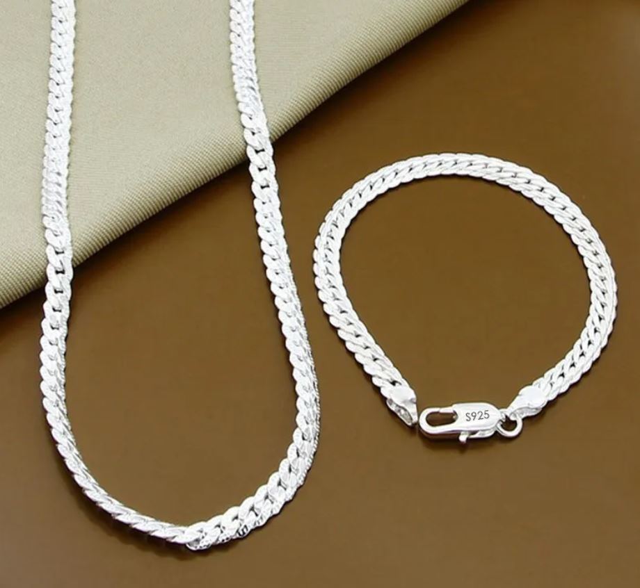 Sterling Silver Chain and Bracelet Set